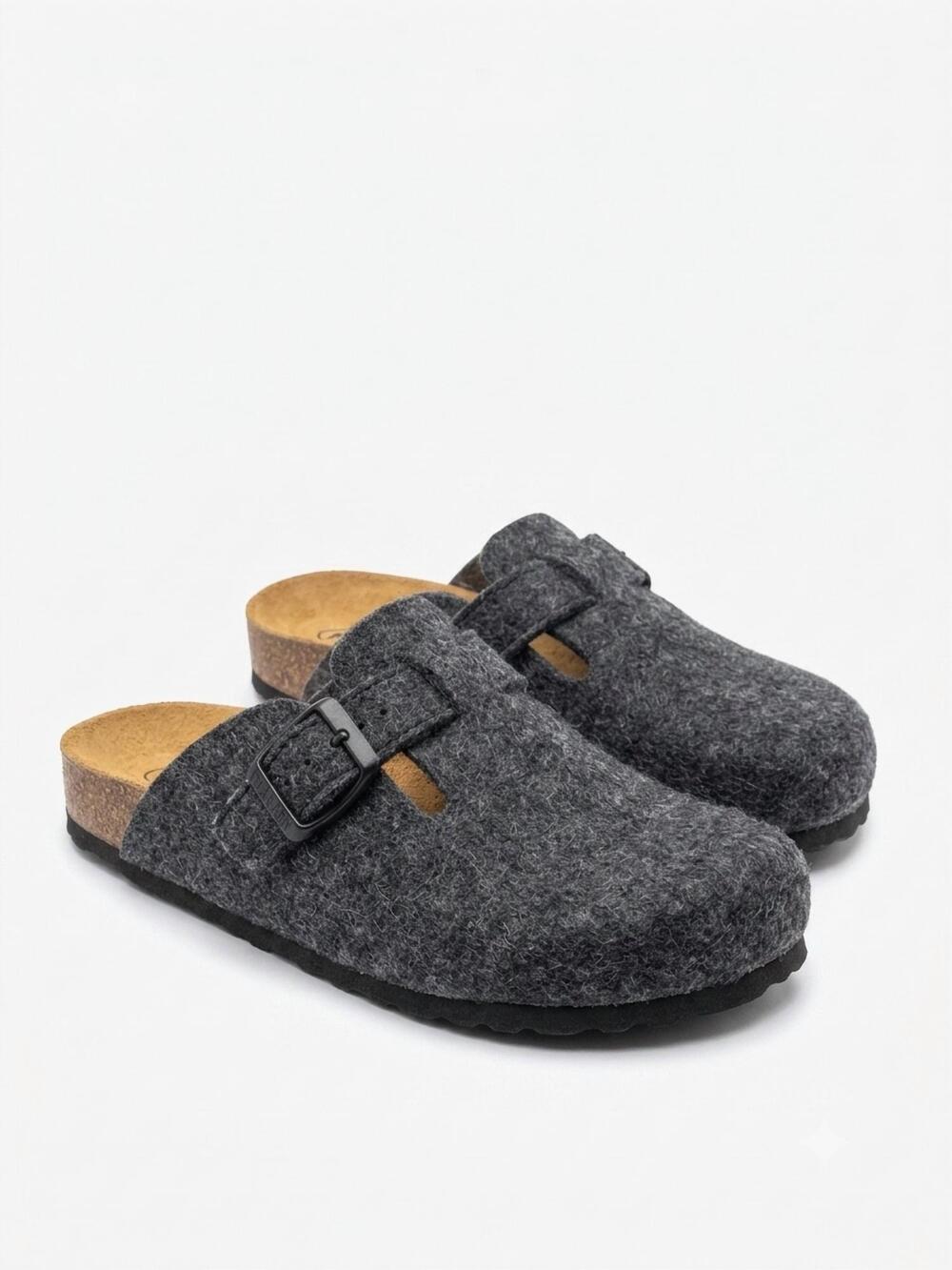 NEW PLAKTON men's fieltro lana blog slippers in gris